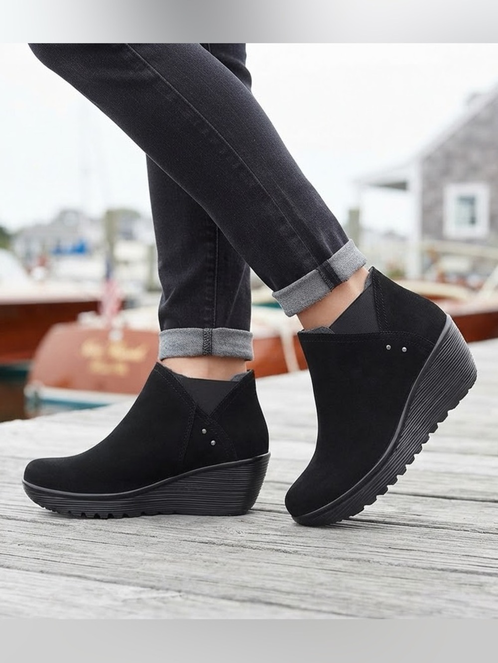 New Skechers Parallel Ditto Collar Suede Bootie memory foam womens Ankle Boot 9